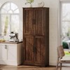 Homhougo 70in Tall Kitchen Pantry Cabinet, Freestanding Storage Cabinet with 4 Doors and Adjustable Shelves, Large Utility Hutch Cupboard Brown - 3 of 4