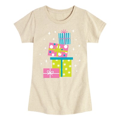Girls' - Instant Message - Colorful Presents Fitted Short Sleeve Graphic T-Shirt