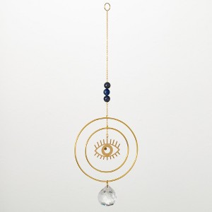 Woodstock Chimes Suncatcher Evil Eye, Blue Stone 12" - 1 of 4