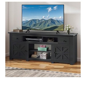 TV Stand for 75/80 Inch TV, Farmhouse Entertainment Center with Drawers & Power Outlet, TV Console for Living Room,Black - 1 of 4