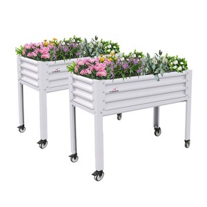 Anybear Galvanized Raised Garden Bed with Legs,48x24x35" Elevated Planter Box on Wheels with Drainage Holes, 600lb Capacity - 1 of 4