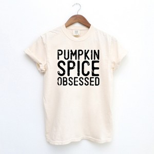 Simply Sage Market Women's Pumpkin Spice Obsessed Short Sleeve Garment Dyed Tee - 1 of 2