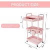 MaseiKar Rolling Utility Cart with Drawer, Utility Cart Made of Multifunctional Storage Organizer Tool for Kitchen, Bathroom, Living Room, Office - 3 of 4