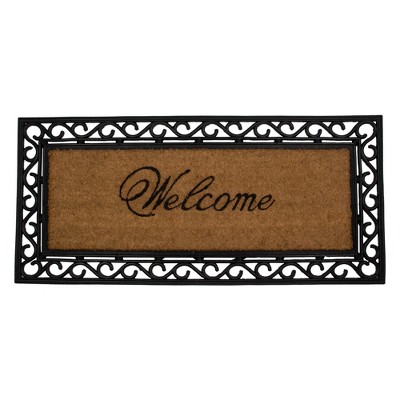 Birdrock Home Classic Welcome Brush Coir Doormat With Black Rubber Bottom -  24 Inches X 36 Inches : Target