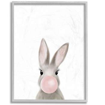 Stupell Industries Bunny with Pink Bubble Gum Forest Animal