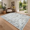 10x13 Blue Vintage Floral Area Rug, Extra-Large Low Pile Soft Washable Carpet, Non-Slip & Foldable for Living Room & Bedroom - 3 of 4