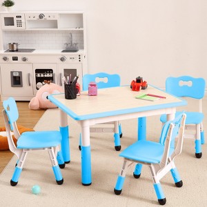 Garvee Kids Table and 4 Chairs Set,31.5''Height Adjustable Toddler Table for Crafts and Study, 5-Piece Children Activity Table Set - 1 of 4