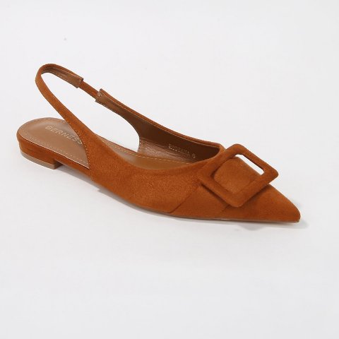 Обувь BERNESS Women's Rossana Suede Slingback Flats with Oversized Suede Buckle Camel 9
