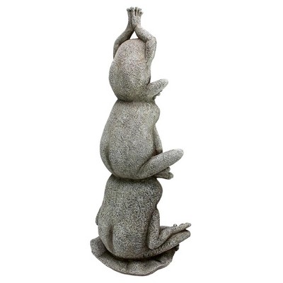 Gray Stone Resin Tower of Yoga Frog Garden Statue