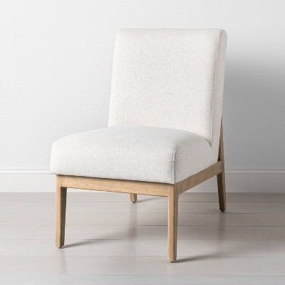 Upholstered Natural Wood Slipper Accent Chair Oatmeal - Hearth & Hand™ with Magnolia