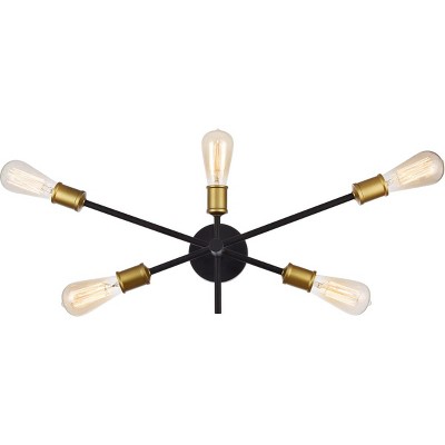 Elegant Lighting Axel Collection Wall Sconce D24.7 H9.9 Lt:5 Black and Brass Finish