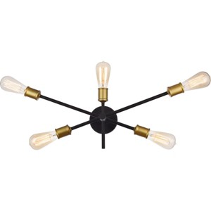 Elegant Lighting Axel Collection Wall Sconce D24.7 H9.9 Lt:5 Black and Brass Finish - 1 of 4