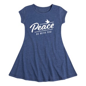 Girls' - Instant Message - Peace Be With You Fit & Flair Cap Sleeve Graphic Dress - 1 of 4