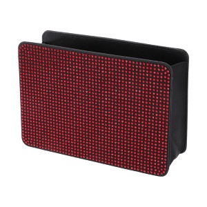 Unique Bargains Car Trash Can Foldable Car Door Rhinestone Faux Leather Trash Bin Red Black 1pcs - 1 of 4