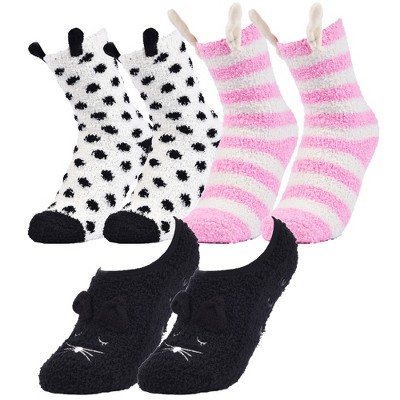 Alpine Swiss Womens Fuzzy Socks Warm Fluffy Slipper Socks With Gift Bow 2  Pk Pink Striped : Target