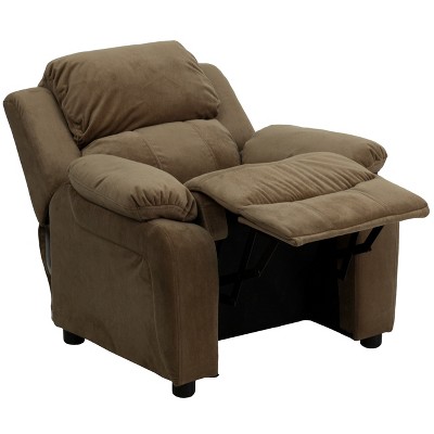 Cozy Spot Brown Microfiber Kids Recliner with Cup Holder