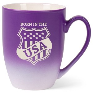 100 North United States of America 10 Ounce Purple and White Two Toned Ombre, Comfortably Fits Your Hands, Ceramic Tea Coffee Cup Mug, Born In The USA - 1 of 1