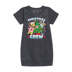 - SpongeBob SquarePants - Christmas Crew Graphic Short Sleeve Fleece Dress - 1 of 4