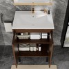 KWPZQEB Fluted Bathroom Vanity Cabinet with Sink, Freestanding Vanity With Doors, Mid-Century Floor-Standing Cabinet, Storage Cupboard for Bathroom - 3 of 4