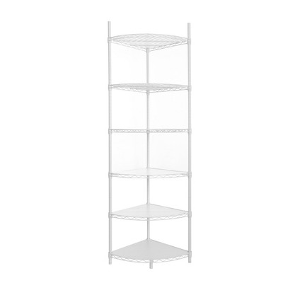 Dolonm 6-Tier Heavy Duty Corner Shelf, Adjustable  Metal Rack  Corner Storage Display Chrome Rack for Bathroom/Kitchen/Office