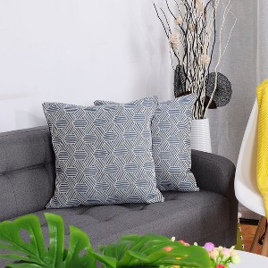 PiccoCasa Square Throw Pillow Cover Polyester Geometric Printed Case Pillow Sham 2 Pcs - 1 of 4