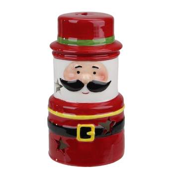 Northlight 5.5" Red Ceramic Santa Gnome Christmas Tealight Candle Holder