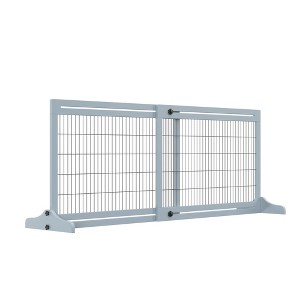 PawHut 72" W x 27.25" H Extra Wide Freestanding Pet Gate with Adjustable Length Dog, Cat, Barrier for House, Doorway, Hallway - 1 of 4