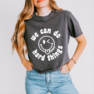 Simply Sage Market S.W.Smiley We Can Do Hard Things Smiley Face Boxy Crop Top - 1 of 4