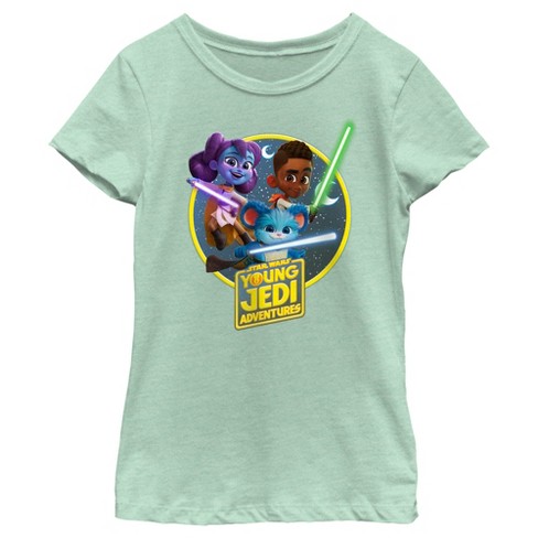 Girl's Star Wars: Young Jedi Adventures Lightsaber Group Logo T-Shirt - image 1 of 4