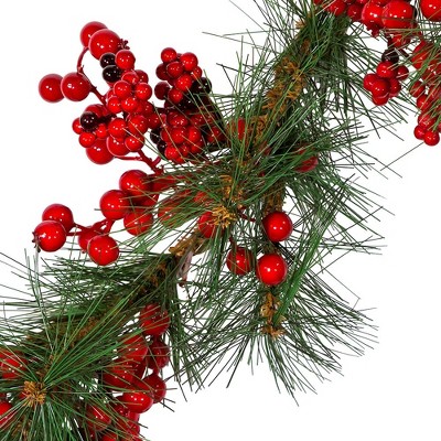 6-Foot Red Berry and Pine Rope Garland