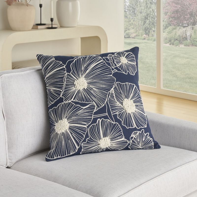 Mina Victory Embroidered Flowers Indoor Throw Pillow Cover Only, 3 of 8