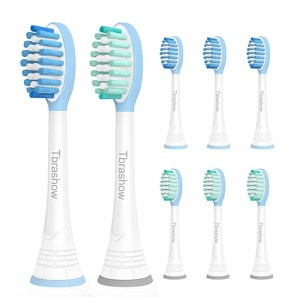 Replacement Toothbrush Heads for Philips Sonicare, 8 Pack, Green & Blue, Sensitive Gum Care, Compatible with Click-on Handles - 1 of 4