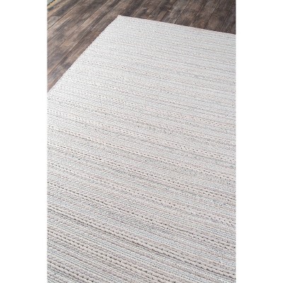 Handmade Light Gray Wool and Viscose Striped Accent Rug 2' x 3'
