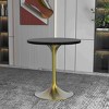 LeisureMod Verve 27" Round Dining Table - MDF Wood Top with Brushed Gold Pedestal Base Accent Side Table for Kitchen and Home - 2 of 4