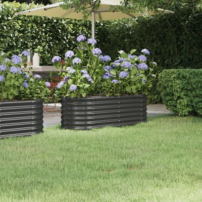 vidaXL Garden Raised Bed Powder-coated Steel 44.9"x15.7"x14.2" Anthracite