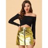 INSPIRE CHIC Women's Metallic Shiny Holographic High Waist Zipper Mini Skirts - 2 of 4