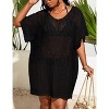 Plus Size Crochet Bikini Cover Ups Lightweight Swimsuits Cover Ups Deep V Neck Hollow Out Beach Cover Ups Swimwear Beachwear - 4 of 4