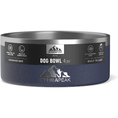 Navy Stainless Steel Non-Slip 4 Cup Dog Bowl