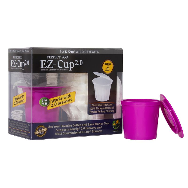 Perfect Pod EZ-Cup 2.0 Single-Serve Reusable Pod Filter Cup Starter Pack Includes 25 Paper Filters, 5 of 8