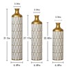 Angel Sar 3-Piece White & Gold Floor Vase Set, Modern Metal Cylinder Vases with Teardrop Finish, 32.5" 28.5" 24.6" H Home Decor - 3 of 4