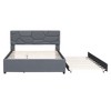 Luxury Linen Upholstered Bed with Stylish Brick Headboard & Twin XL Trundle - Dream Bedroom Essential - 3 of 4