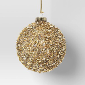 Christmas Gold Glass Beaded Ball Ornament - Wondershop™ - 1 of 3