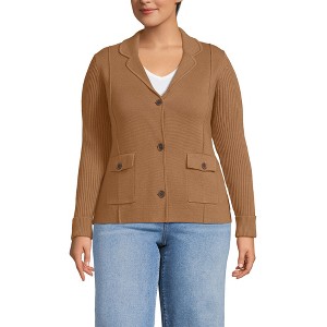 Lands' End Women's Drifter Ribbed Collared Blazer Sweater - 1 of 3
