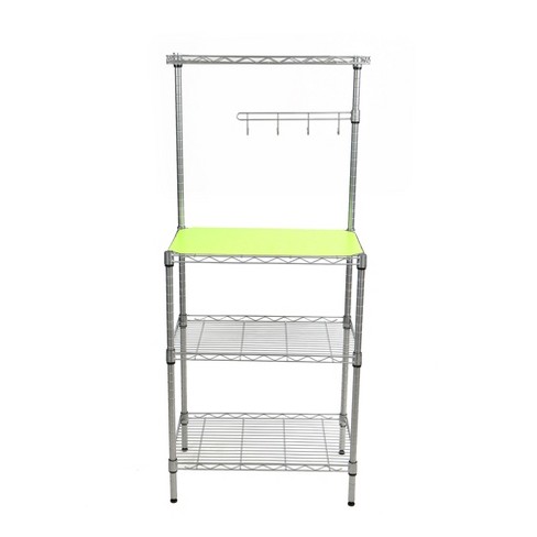 Mind Reader Metal Rack Utility Shelf/Microwave Stand with Hooks