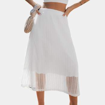 Women's Woven White Mesh Maxi Skirt - Cupshe