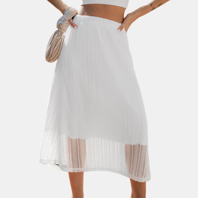 Women's Woven White Mesh Maxi Skirt - Cupshe, 1 of 8