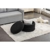 VYNXARIA Ottomans and Benches - 24.41"x24.41"x17.72" Black Velvet Storage Round Footstool with Wooden Shelving - 4 of 4