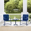 Bates 3pc Outdoor Metal Chair Set with Side Table & 2 Arm Chairs - Navy- Crosley - 3 of 4