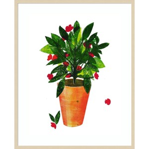 33" x 41" Terracotta Pot with Plant by Sarah Thompsonengels Wood Framed Wall Art Print - Amanti Art: Giclee Print, Botanical Lithograph - 1 of 4