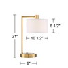 360 Lighting Colby Modern Desk Lamp 21" High Antique Gold with USB and AC Power Outlet in Base White Linen Drum Shade for Bedroom Living Room Desk - 4 of 4